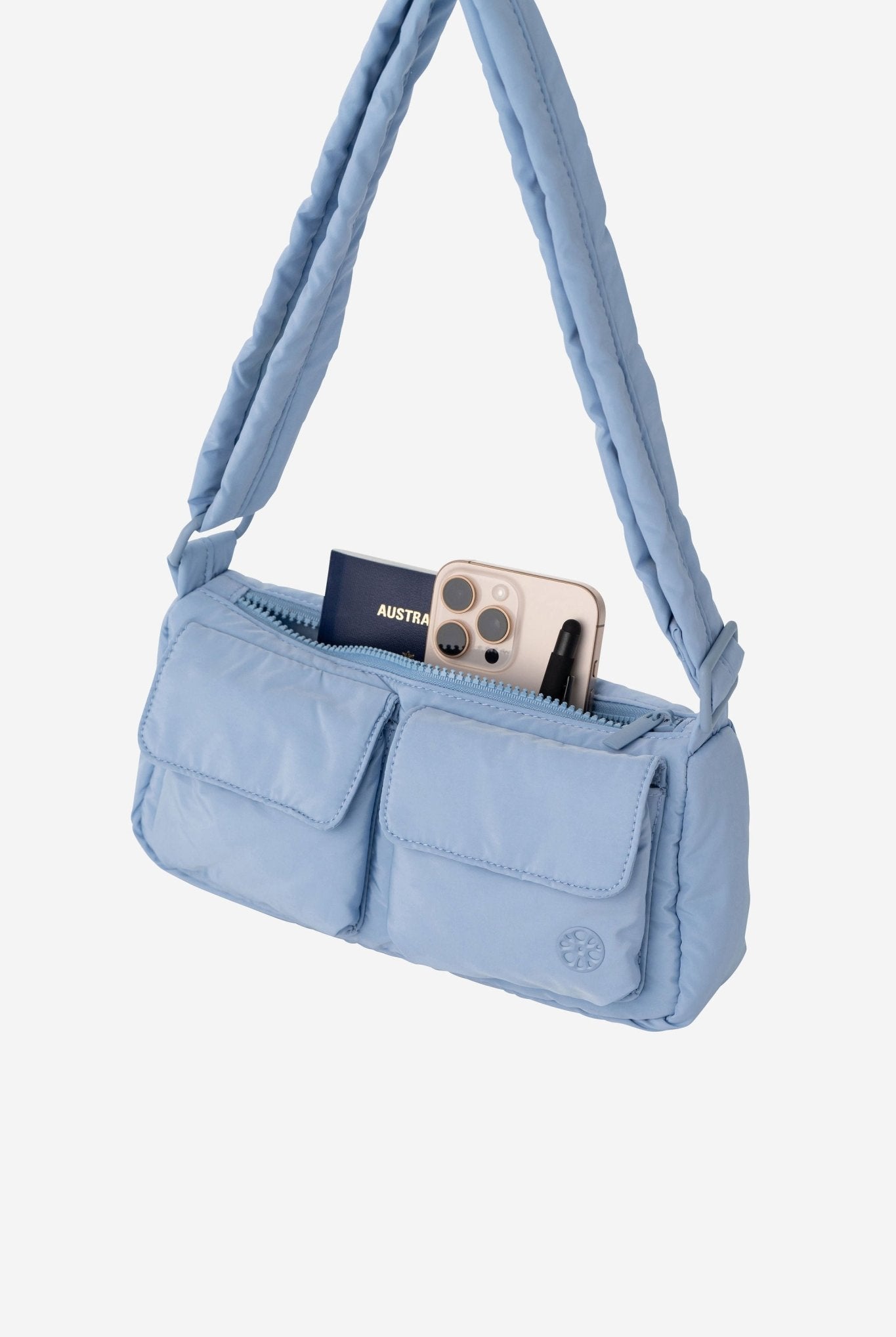Kai Puffer Cargo Crossbody Bag - Bag - Renkon - Renkon - Sky Blue - Side Styled