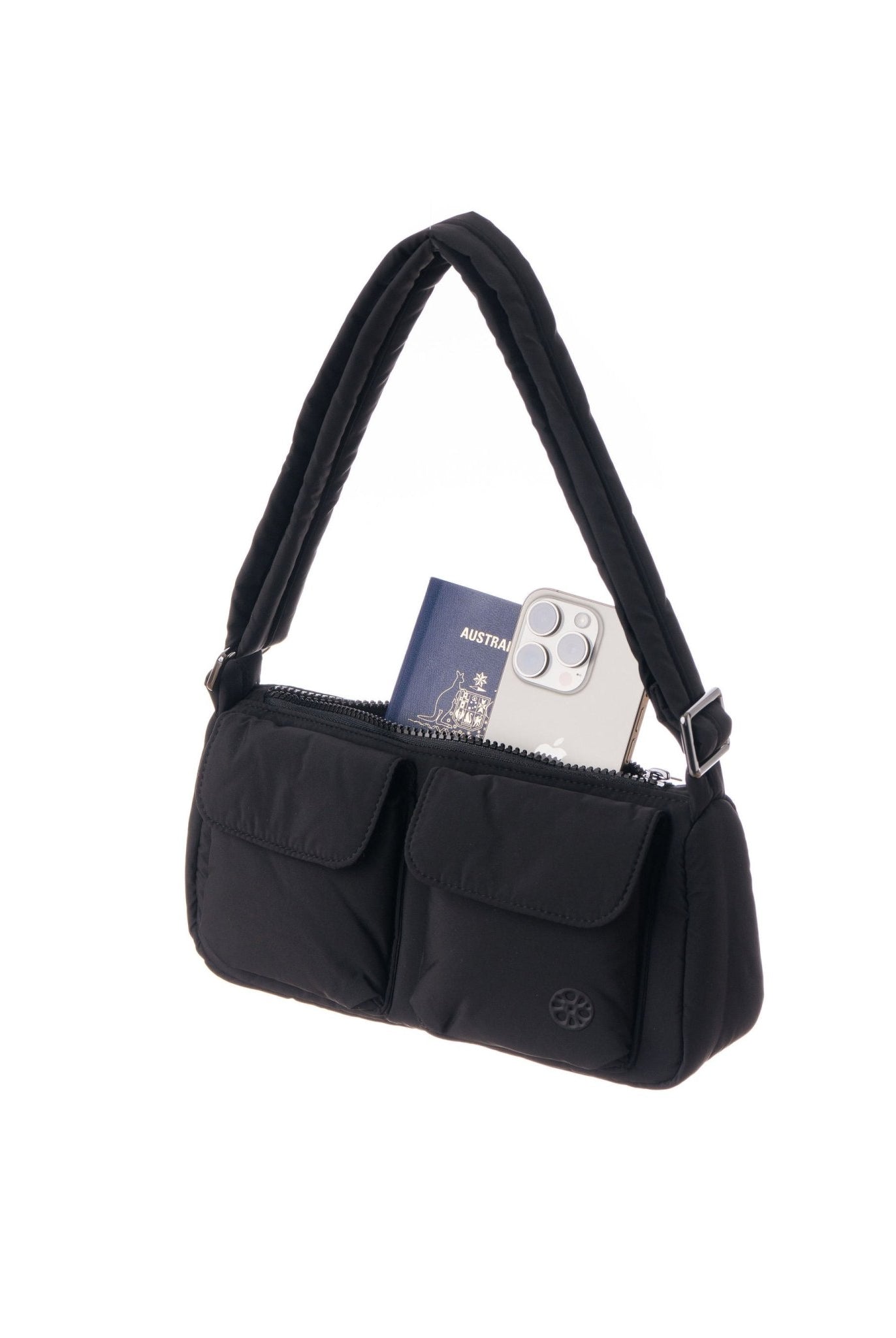 Kai Puffer Cargo Crossbody Bag – Midnight Black (Shorter Strap Fit) - Bag - Renkon - Renkon -
