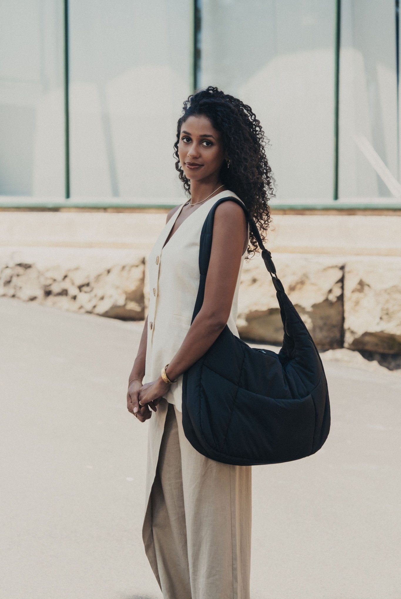 Otto Oversized Puffer Sling Bag - Bag - Renkon - Renkon - Midnight Black -