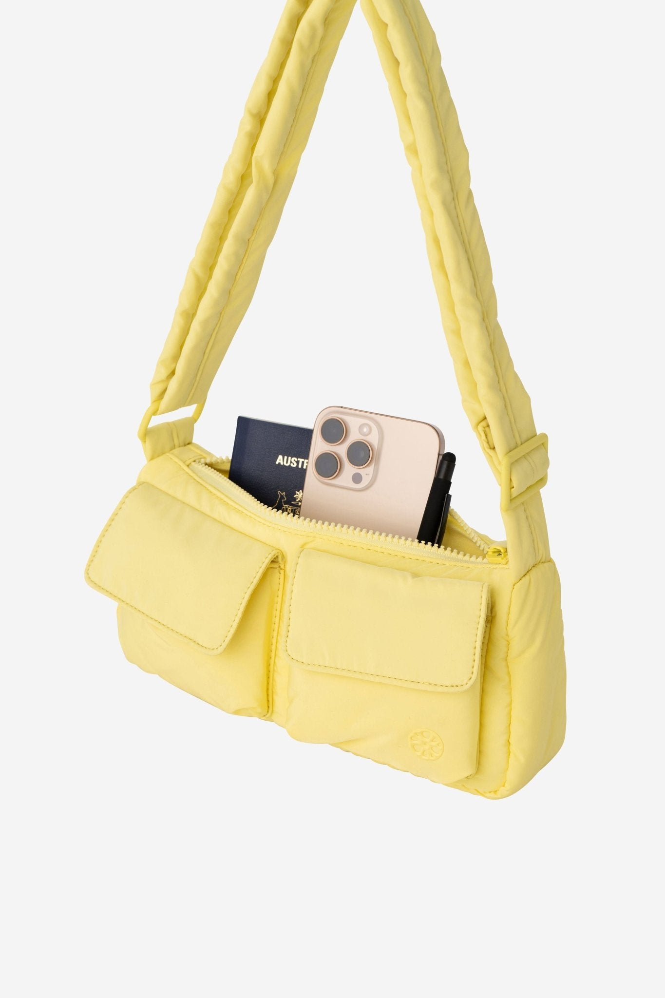 Kai Puffer Cargo Crossbody Bag - Bag - Renkon - Renkon - Limoncello Yellow - Side Styled