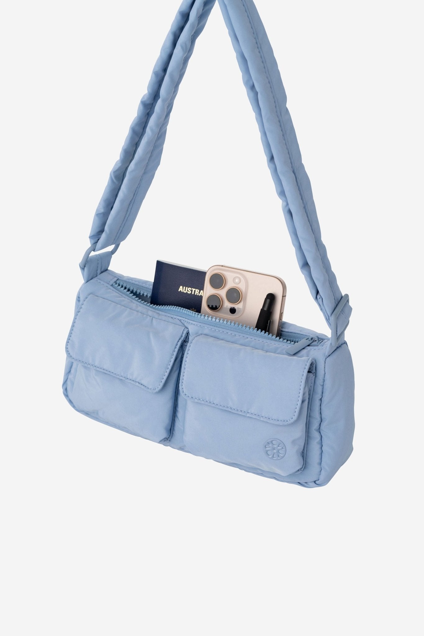 Kai Puffer Cargo Crossbody Bag - Bag - Renkon - Renkon - Sky Blue - Side Styled